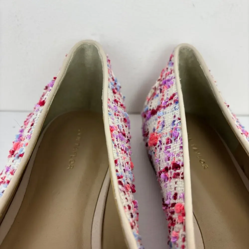 Ann Taylor Pink Tweed Flats Loafer Pointed Toe 9M